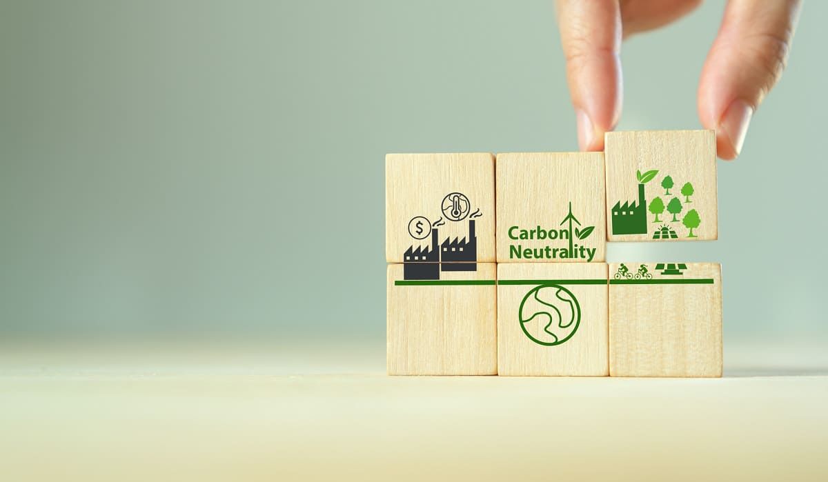 Holzpuzzle über Energiebedarf, Carbonneutralität